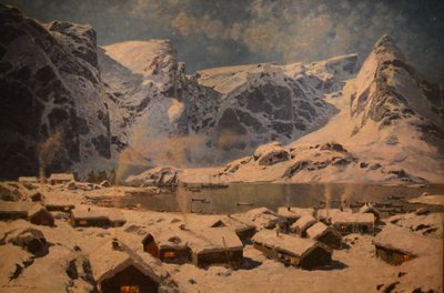 Winter, Reine in Lofoten by Otto Sinding